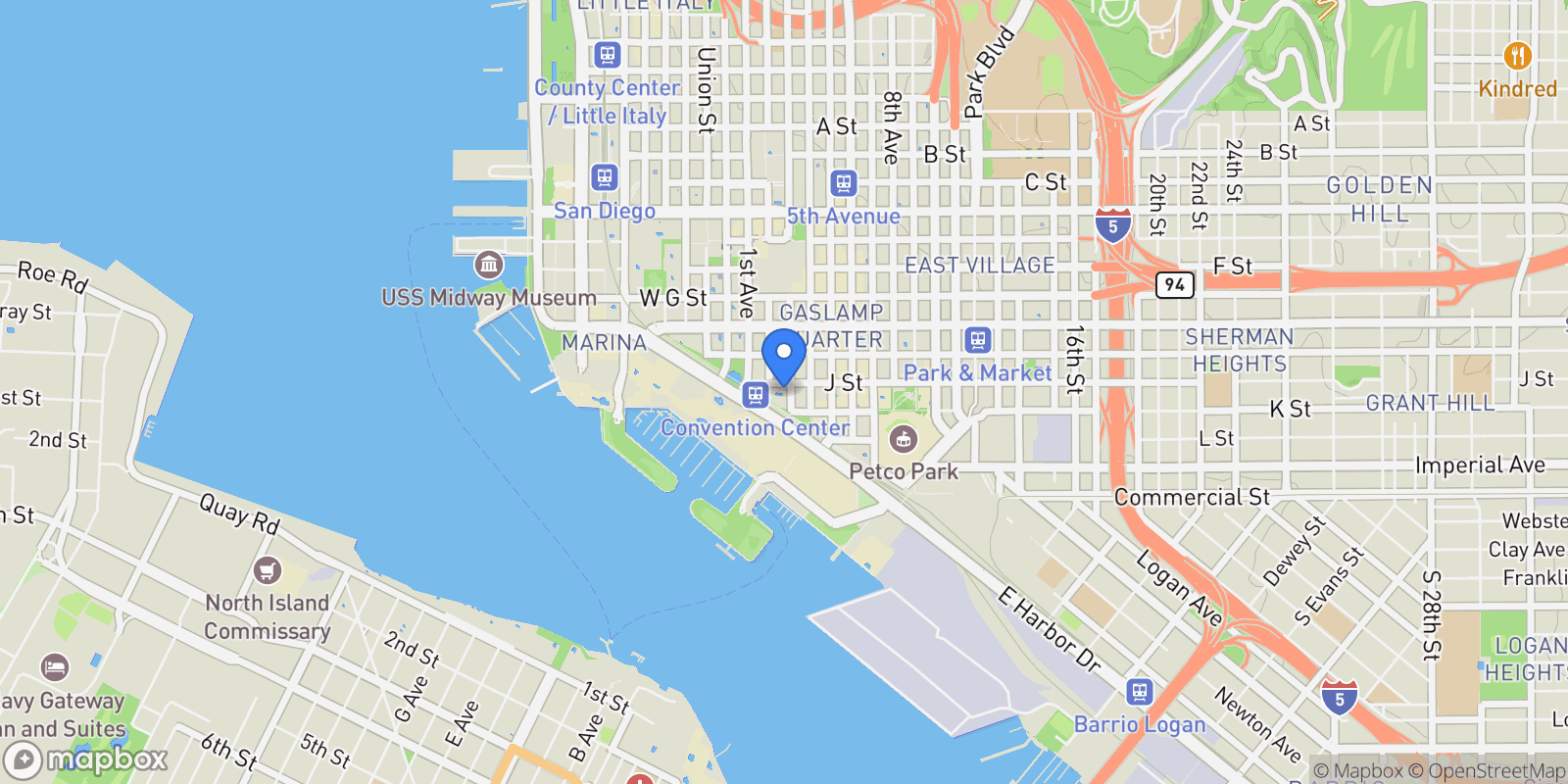 Map showing 100 Harbor Dr 4102, San Diego, California, United States.