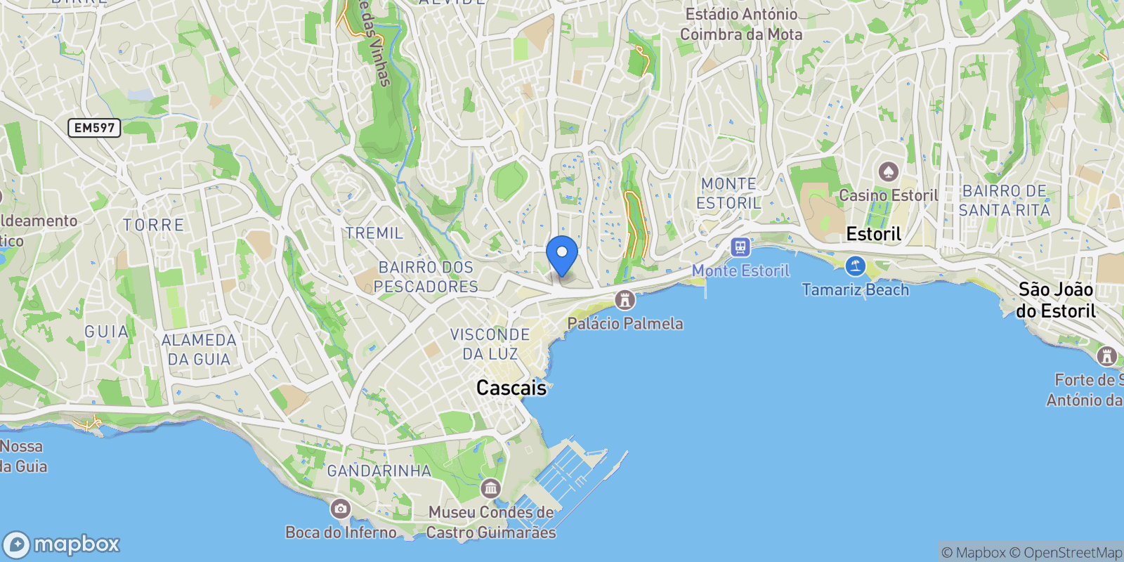 Map showing Cascais e Estoril, Lisbon, Portugal.