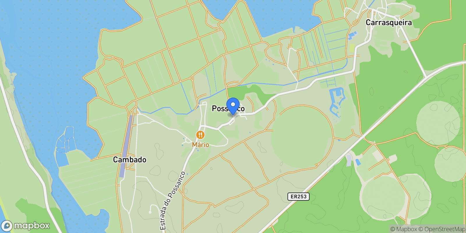 Map showing Comporta, Setubal, Portugal.