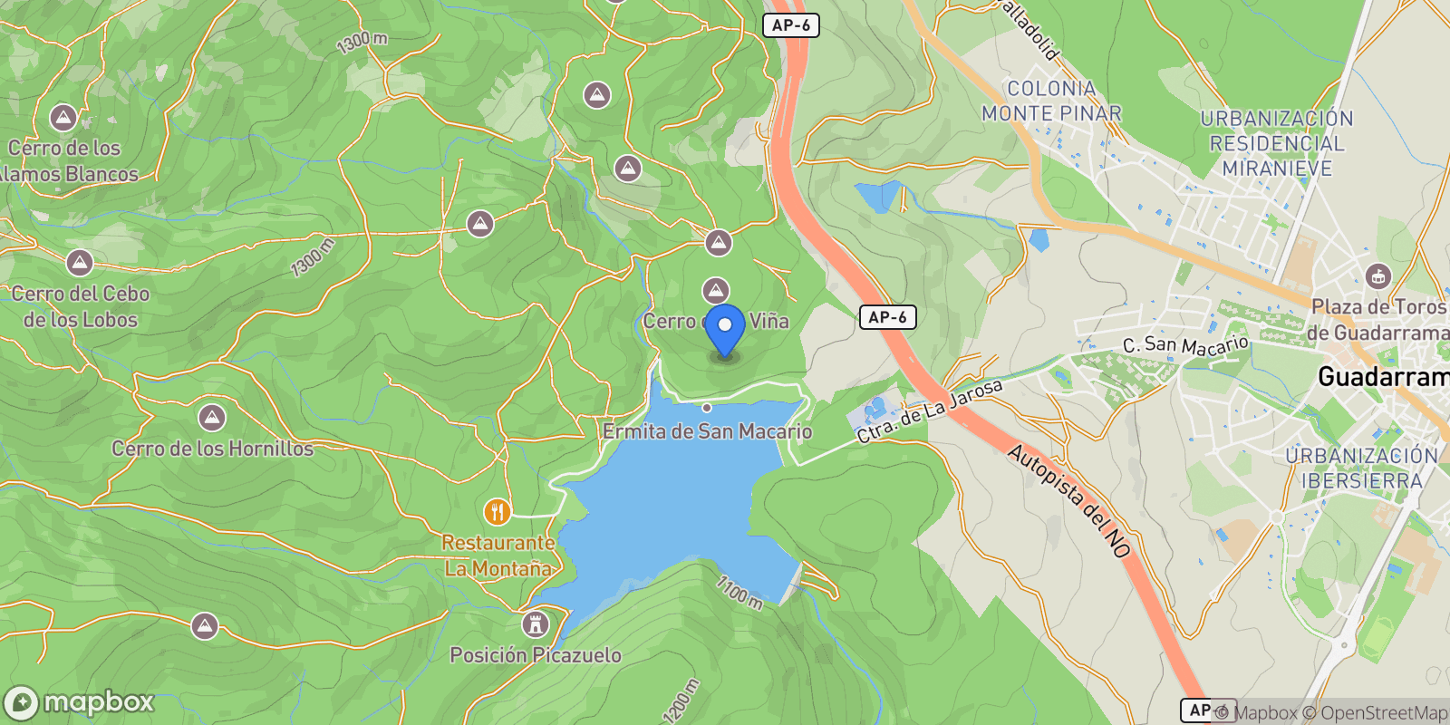 Map showing Madrid, Guadarrama, Community of Madrid, Spain.