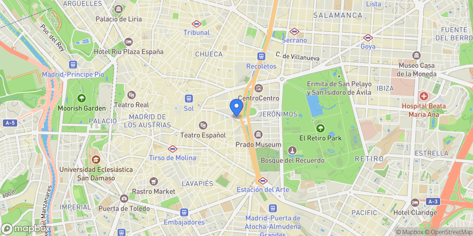 Map showing Jerónimos, Madrid, Centro, Madrid, Spain.