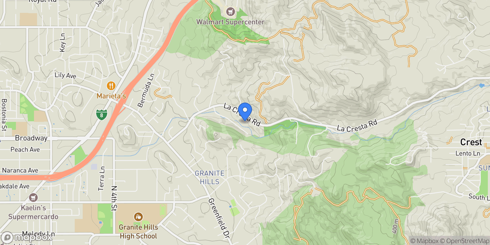 Map showing 2060 Forester Creek Rd, El Cajon, CA 92021, El Cajon, California, United States.