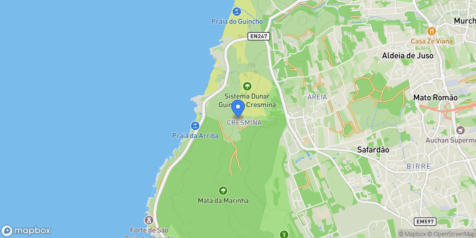 Map showing Cascais e Estoril, Lisbon, Portugal.