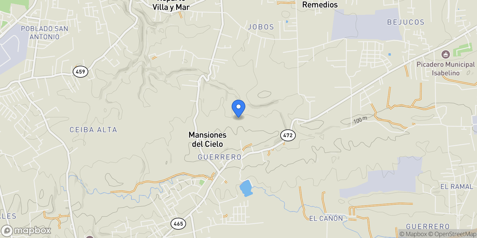 Map showing Aguadilla CARR. 472 KM 5.4 SECTOR LA PALOMA, BO. GUERRERO, AGUADILLA, PR 00603. 472, Guerrero, Aguadilla, Puerto Rico.