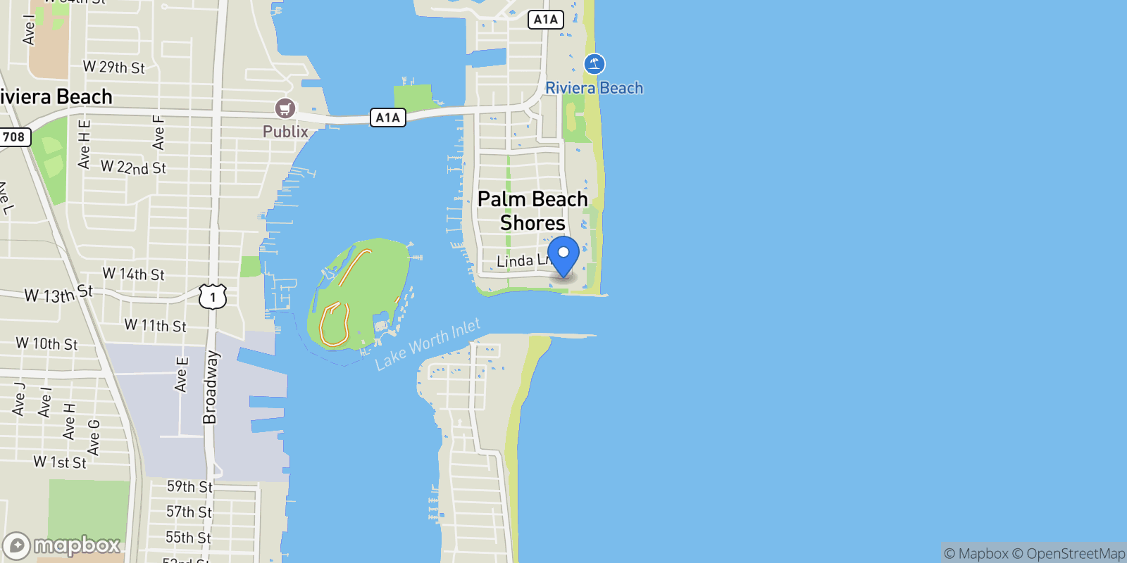 Map showing 106 Inlet Way 304, Riviera Beach, Florida, United States.
