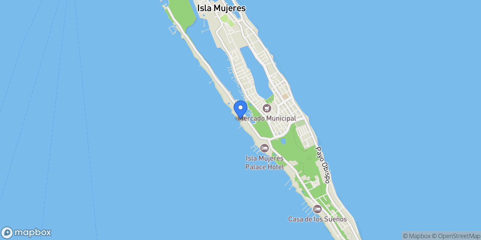 Map showing Isla Mujeres, Quintana Roo, Mexico.