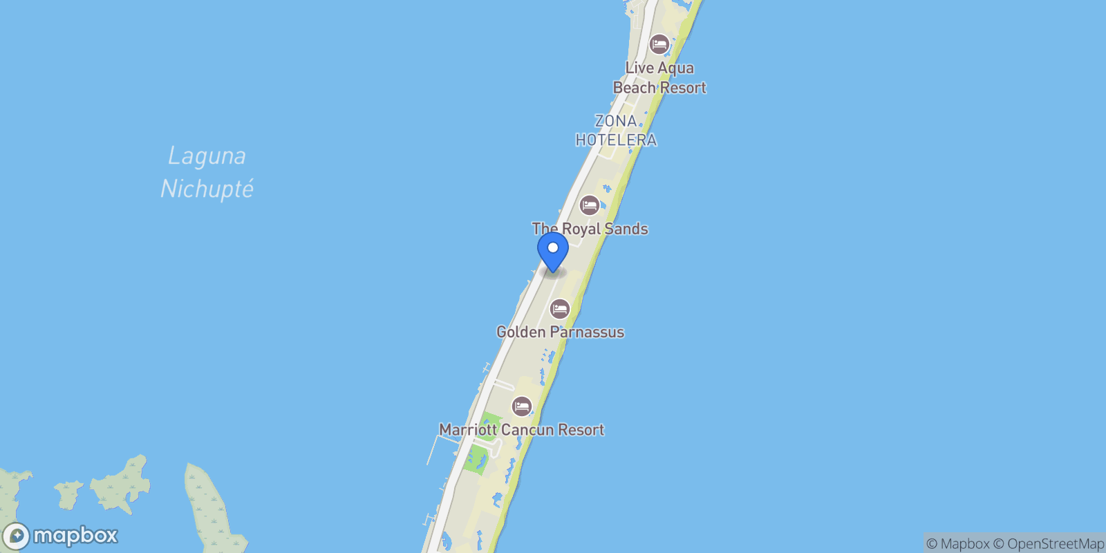 Map showing CASA No.  9 DEL CONDOMINIO “LA CASCADA” Boulevard Kukulkán Manzana 53, Cancún, ROO, Cancún, Quintana Roo, Mexico.