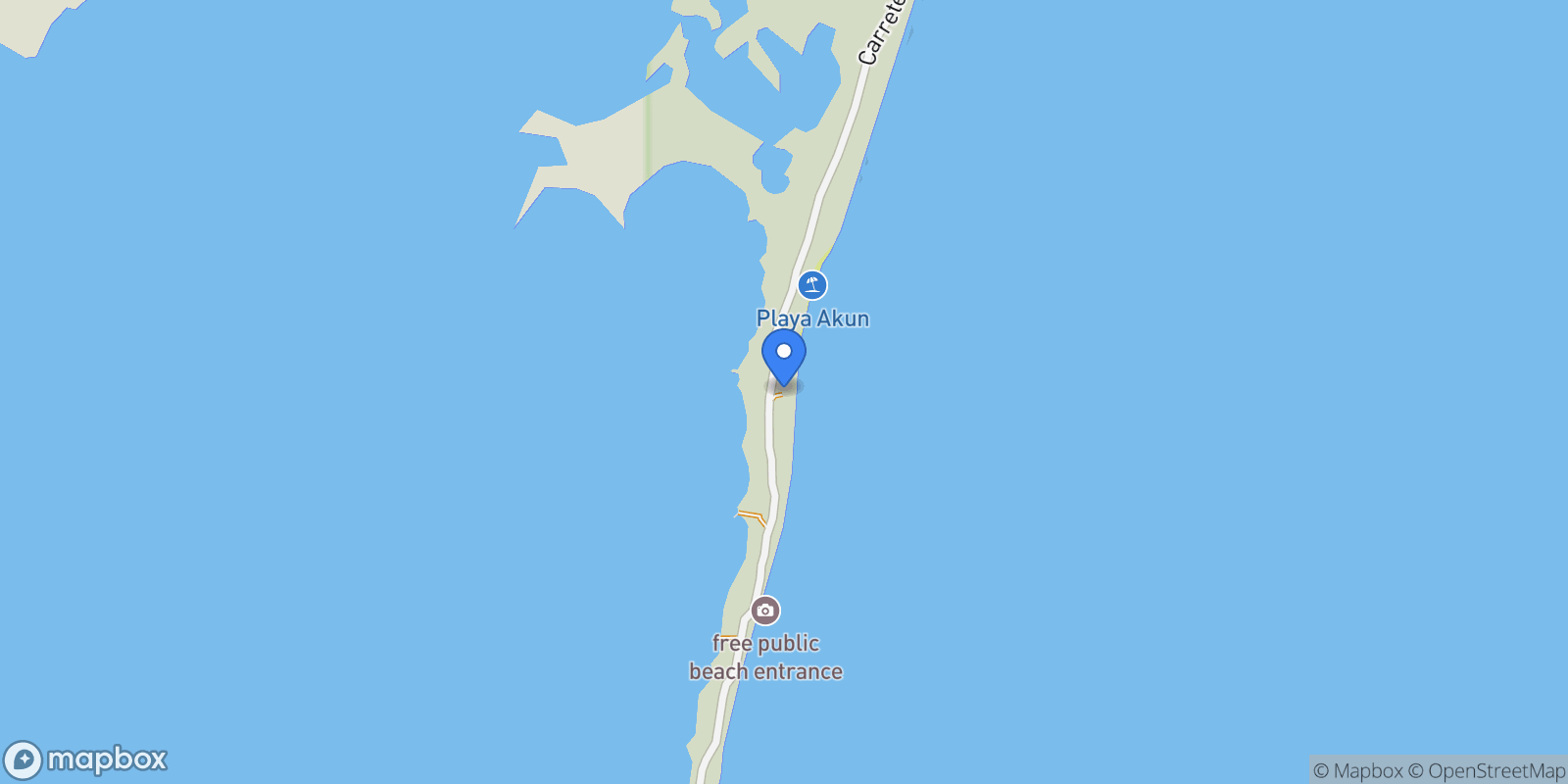 Map showing Calle Camino Tulum-Boca Paila Lote Fracc. 4 Km. 3.4, Tulum, ROO 77780, Houston, Quintana Roo, Mexico.