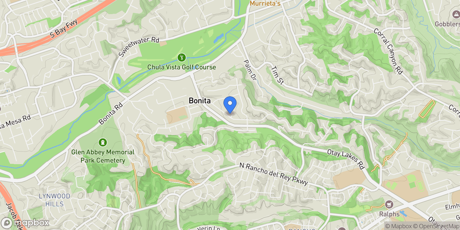 Map showing 295 Camino Elevado, Bonita, CA 91902, Chula Vista, California, United States.