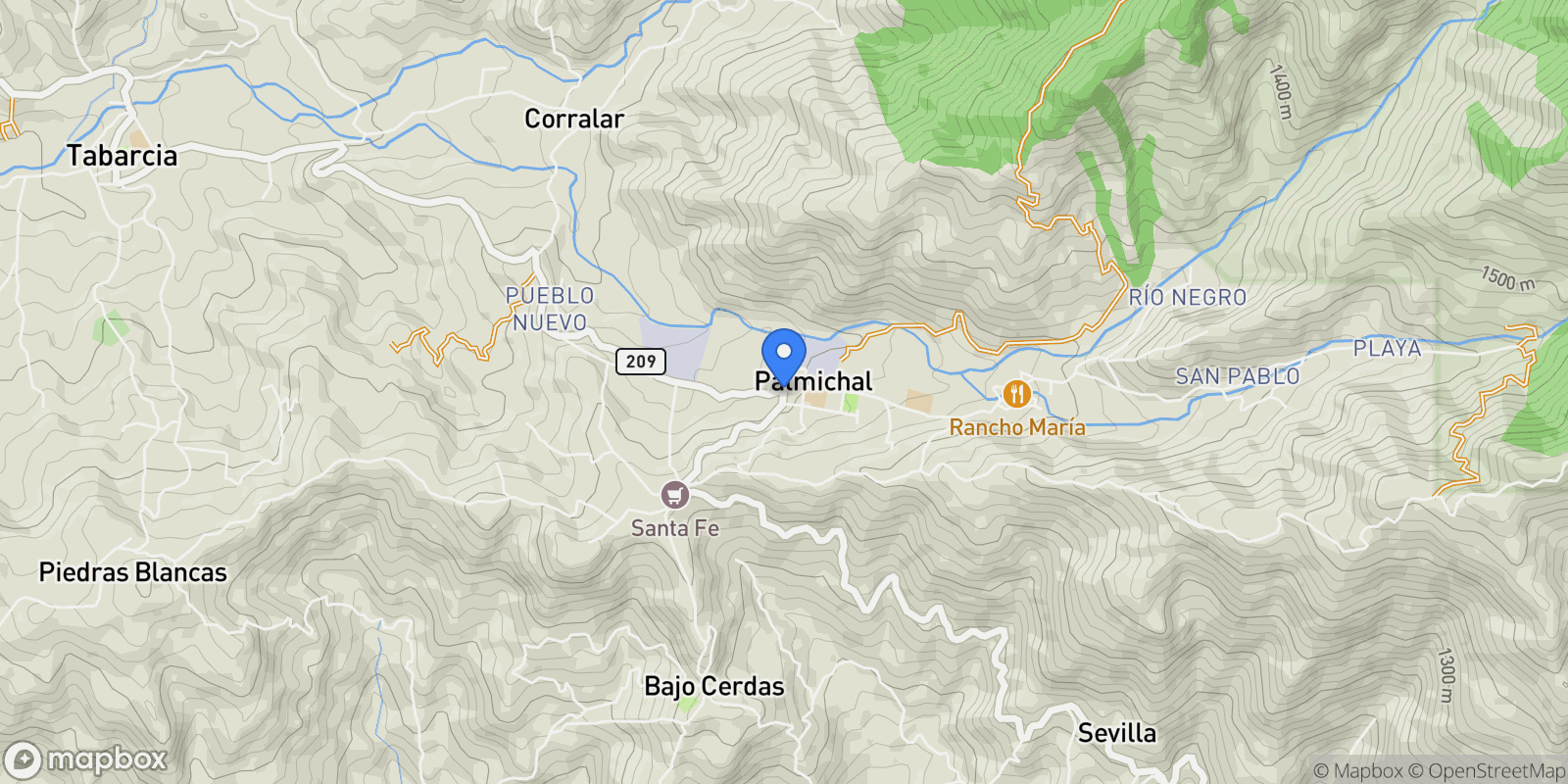 Map showing Palmichal, San José, Acosta, Costa Rica, San José Province, Costa Rica.