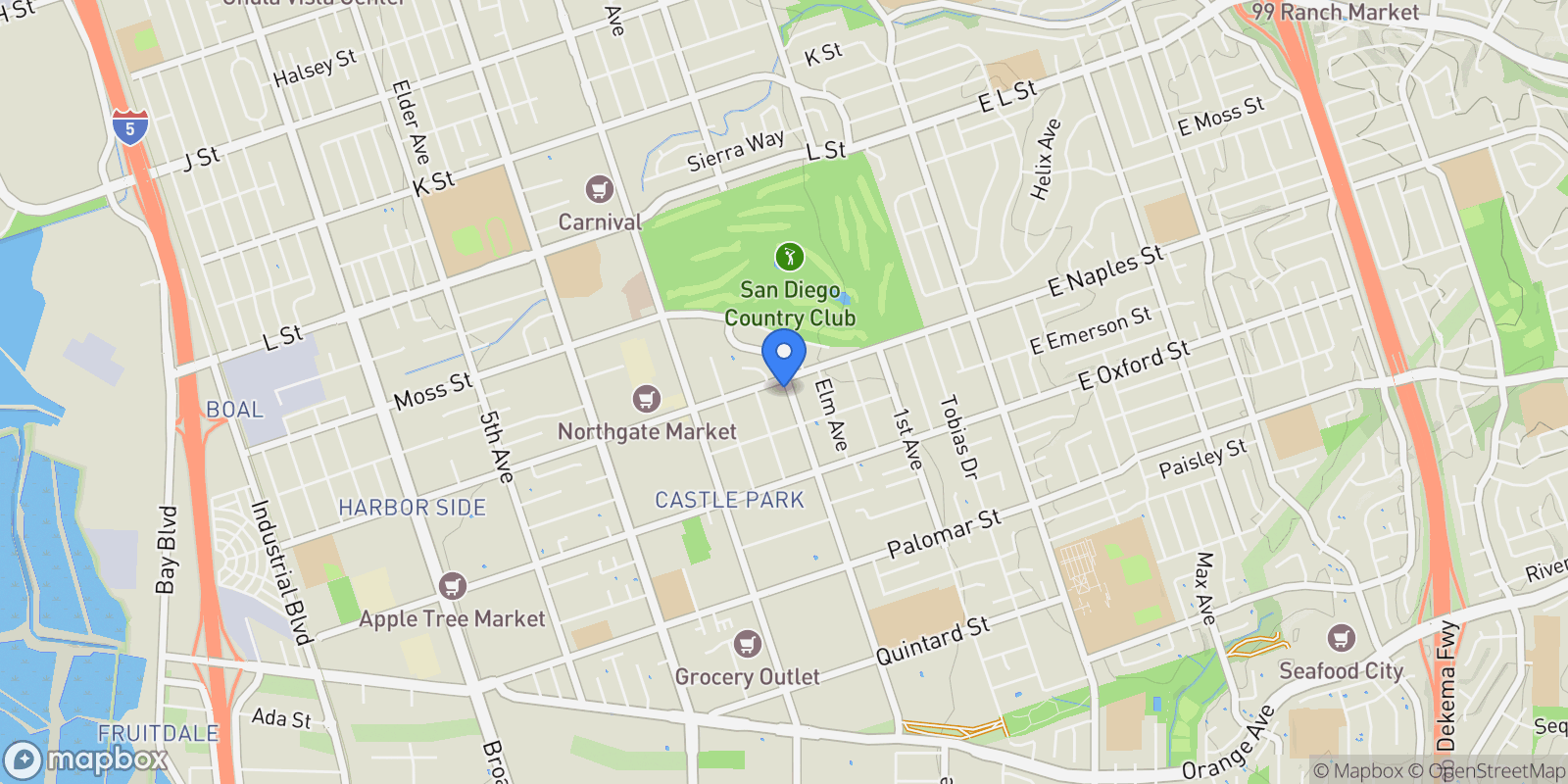 Map showing 1116 Second Avenue, Chula Vista, CA 91911, Chula Vista, California, United States.