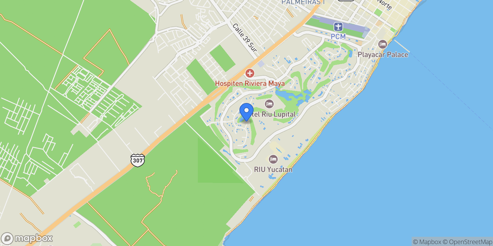 Map showing LAKE HOUSE Playacar, Playa del Carmen, ROO 77717, Playa del Carmen, Quintana Roo, Mexico.