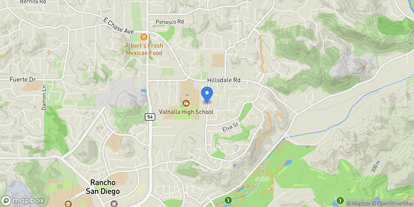 Map showing 1786 Wind River Rd, El Cajon, CA 92019, El Cajon, California, United States.
