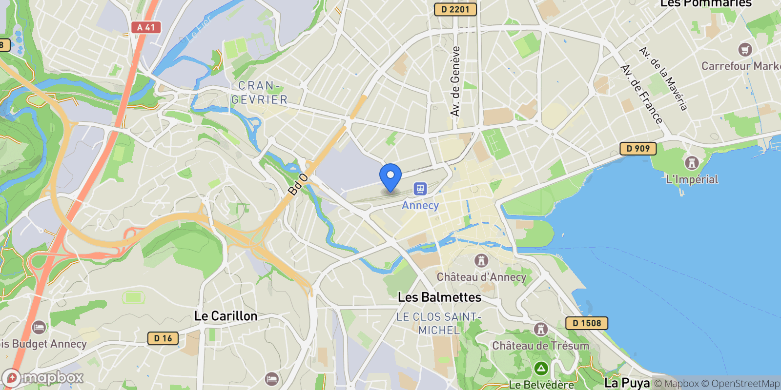 Map showing Annecy, Auvergne-Rhône-Alpes, France.