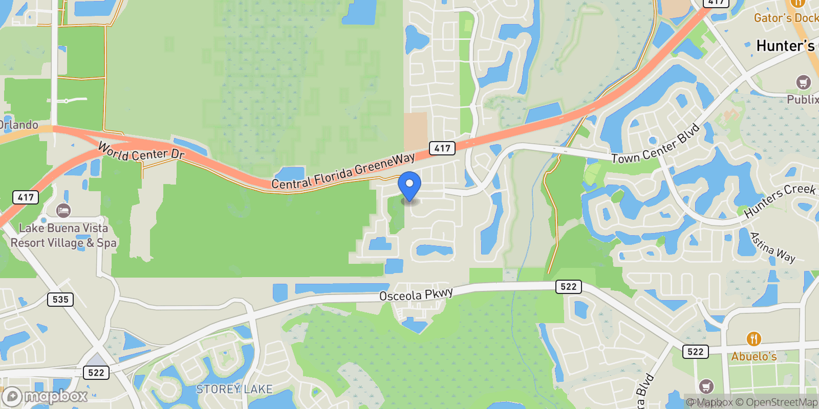 Map showing 5086 Hook Hollow Circle, ORLANDO, FL 32837, Orlando, Florida, United States.
