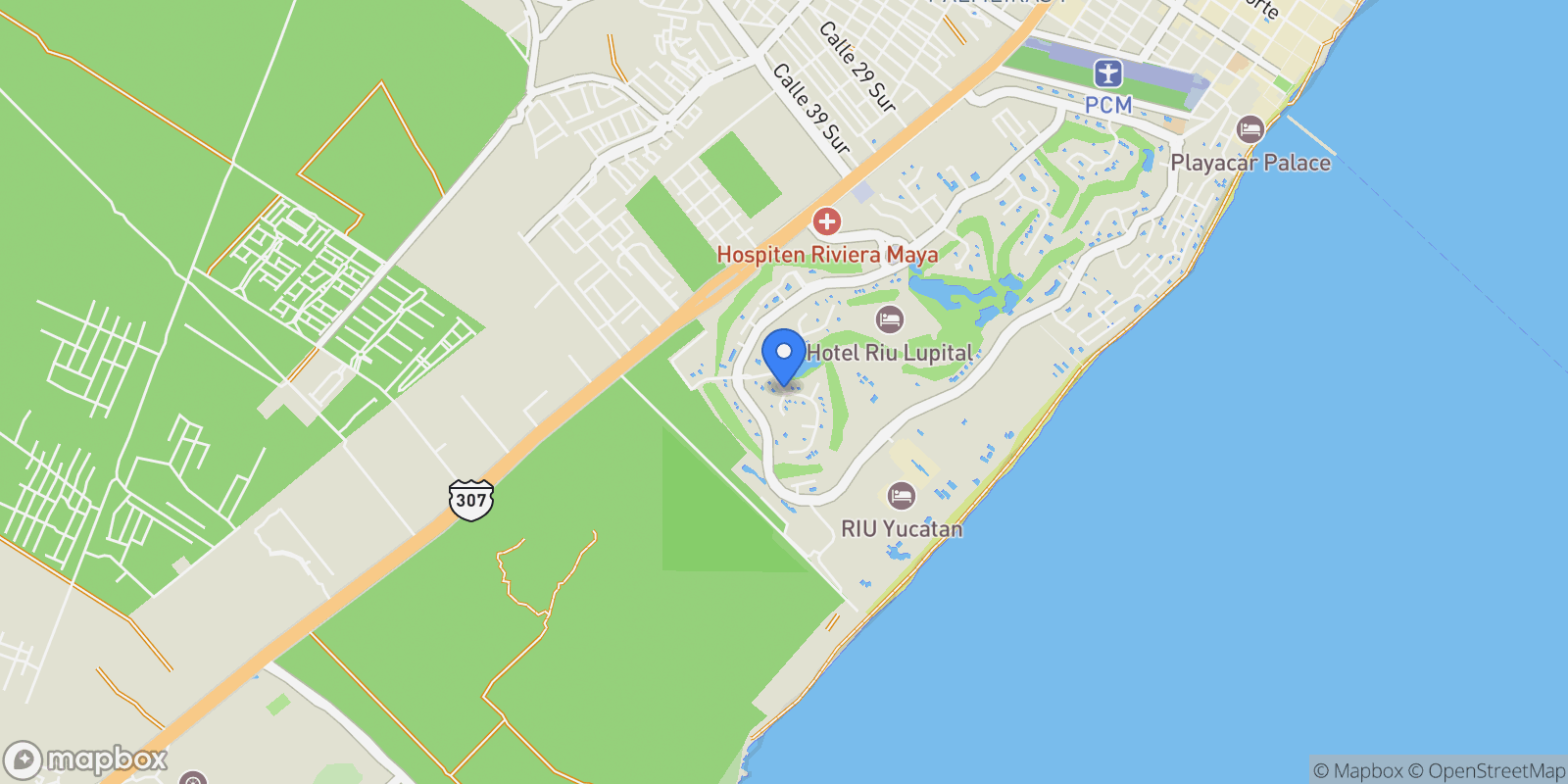 Map showing RETORNO COPAN LOTE 221 Y 222 CLUB REAL PLAYACAR 2, Playa del Carmen, ROO 77712, Playa del Carmen, Quintana Roo, Mexico.