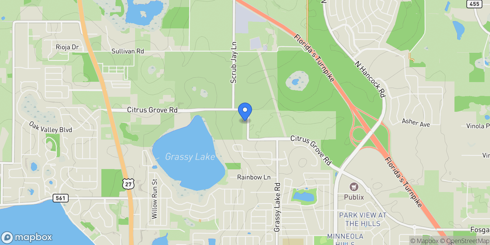 Map showing 1720 Hamlin Ridge Road, MINNEOLA, FL 34715, Minneola, Florida, United States.