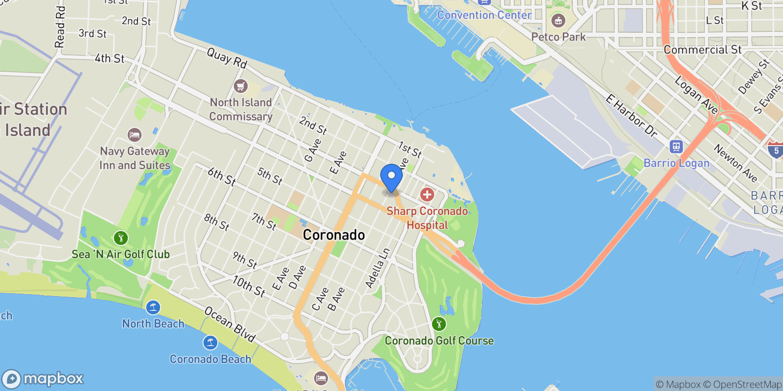 Map showing 311 B Avenue, Coronado, CA 92118, Coronado, California, United States.