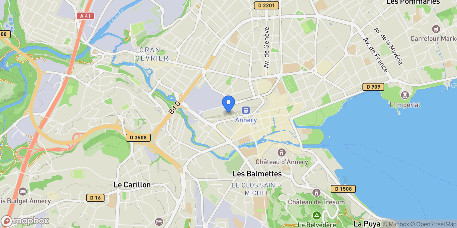 Map showing Annecy, Auvergne-Rhône-Alpes, France.