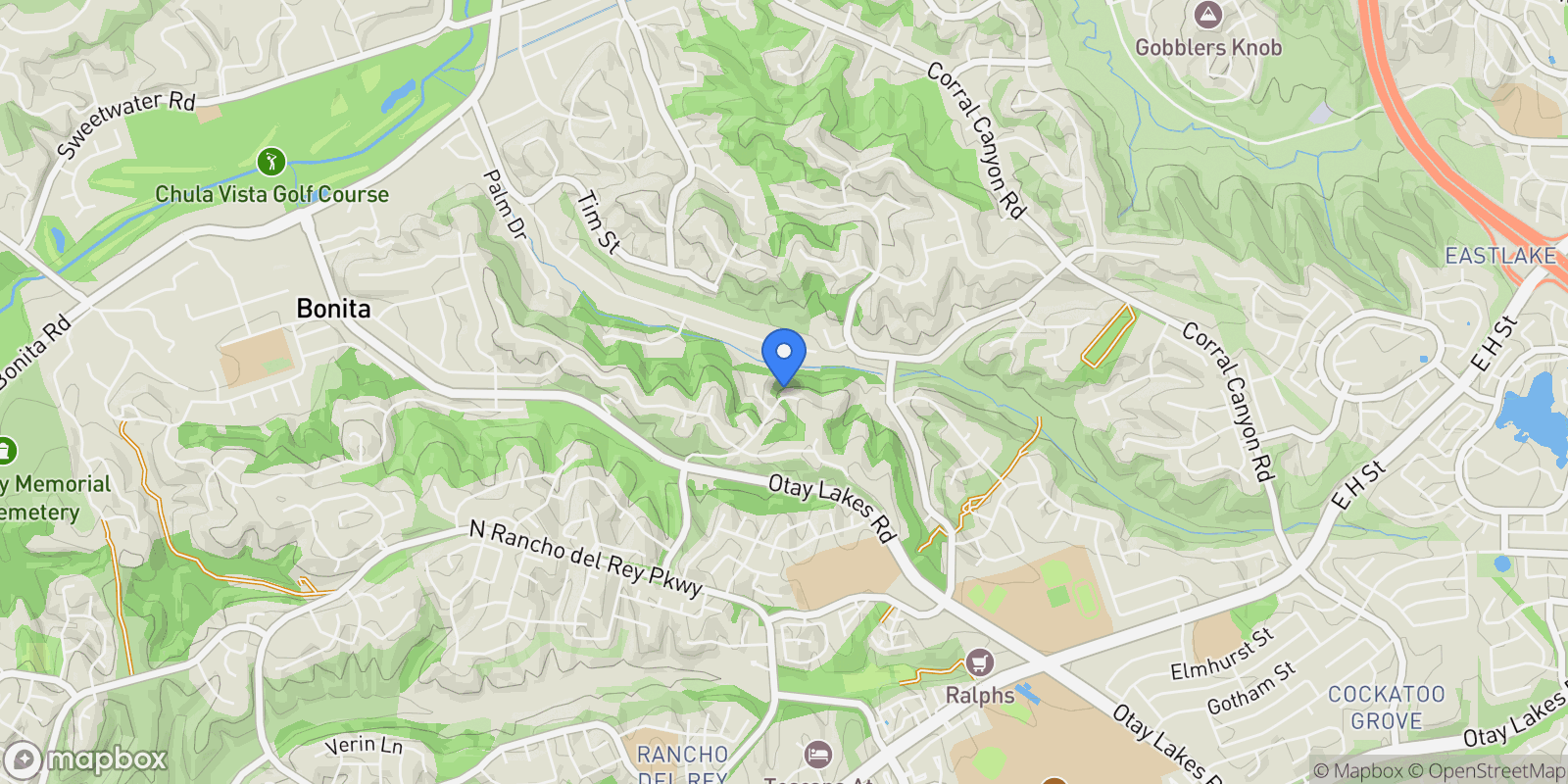 Map showing 1349 Ridgeview Way, Bonita, CA 91902, Chula Vista, California, United States.