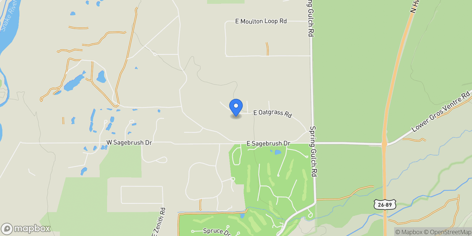 Map showing 450 E Oatgrass Road , Jackson, WY 83001, Jackson, Wyoming, United States.