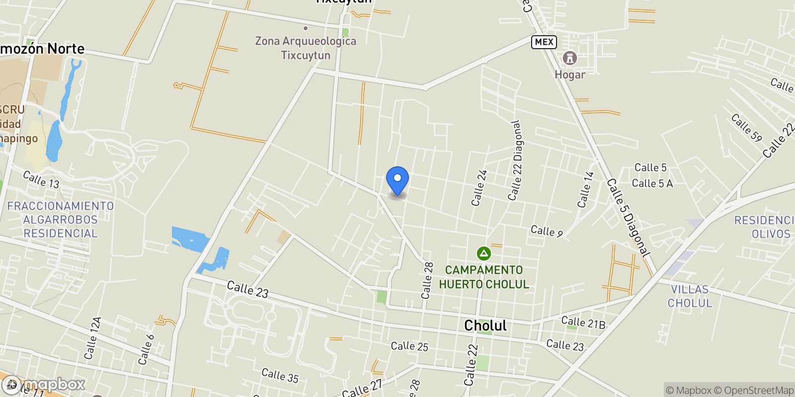 Map showing Calle Cedro Abeto y Álamo, 303, Cholul, Mérida, YUC, Cholul, Yucatan, Mexico.