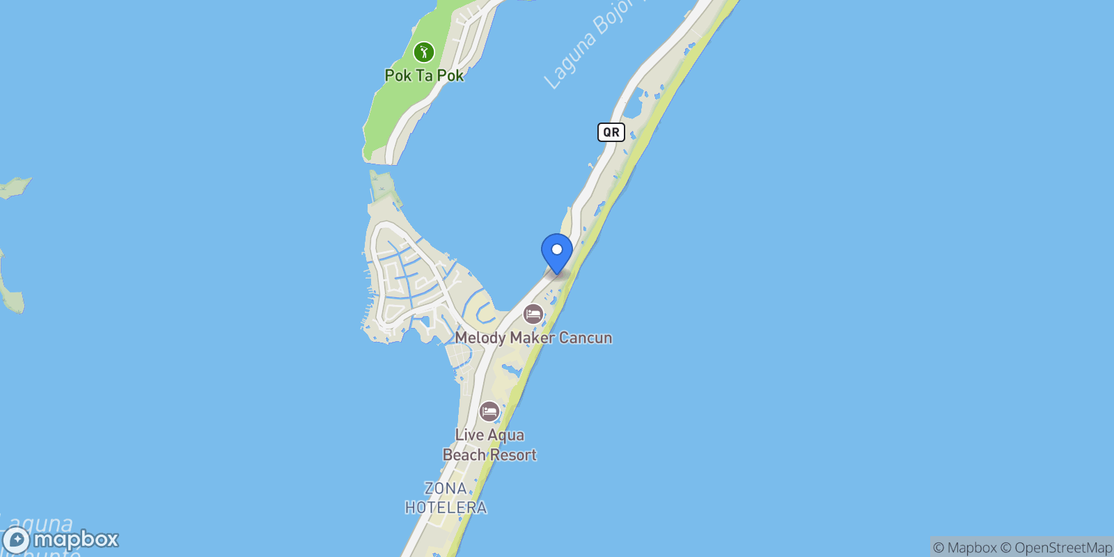 Map showing 2N, NIVEL 1, CONDOMINIO KAÁNA BOULEVARD KUKULCAN LOTE 16-09, MANZANA 52 SECCIÓN A ZONA TURÍSTICA DE LA CIUDAD DE CANCÚN, Cancun, ROO 77500, Cancún, Quintana Roo, Mexico.