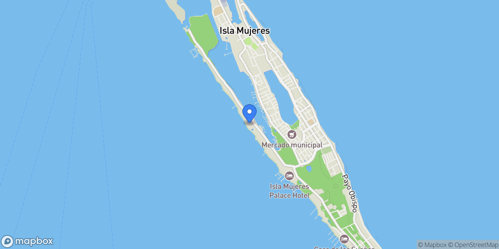 Map showing Baraka Residences & Marina Isla mujeres Av. Sacbajo, Isla Mujeres, ROO 77400, Isla Mujeres, Quintana Roo, Mexico.
