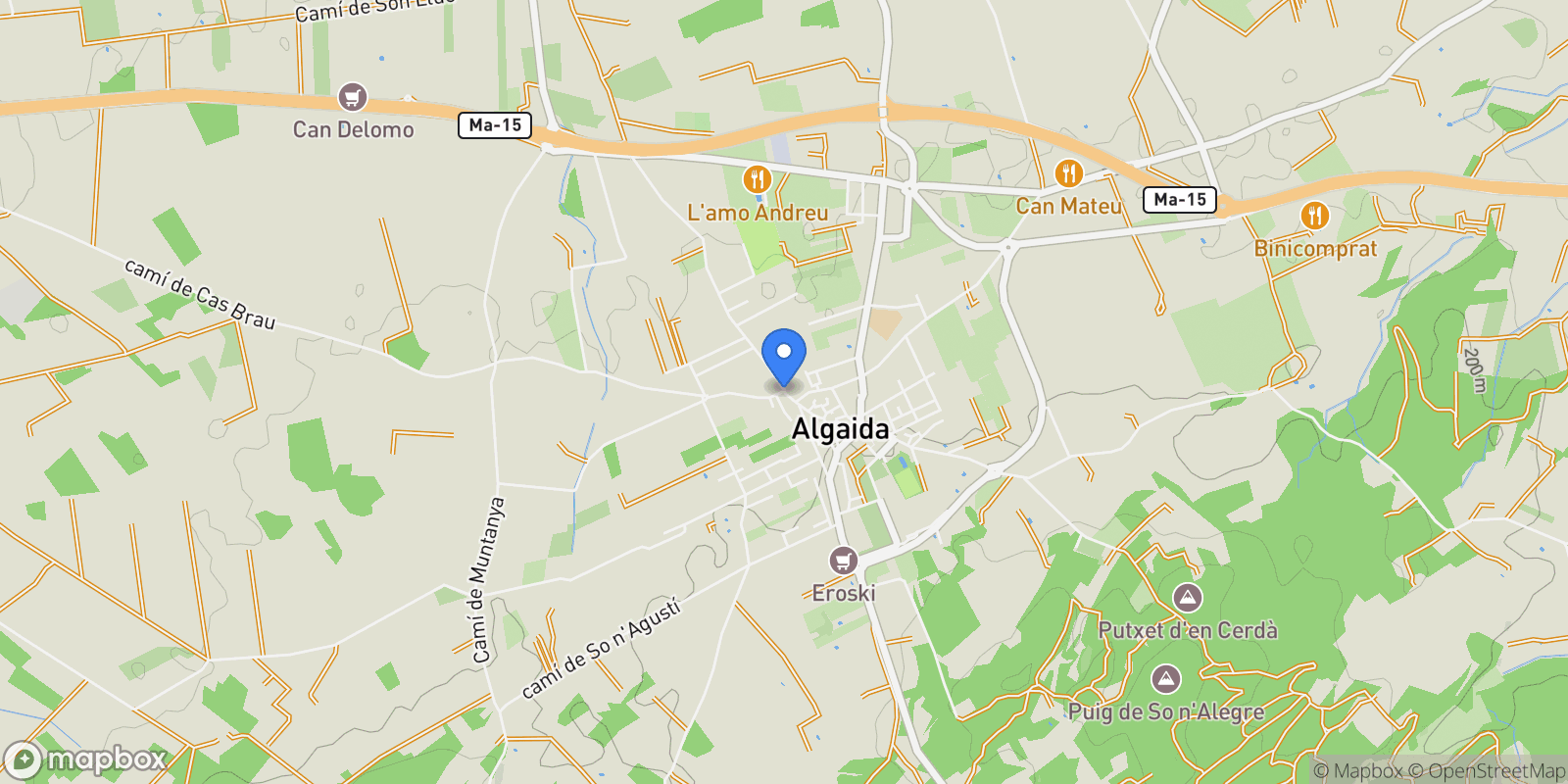 Map showing 07210 Algaida, Balearic Islands, Spain, Algaida, Balearic Islands, Spain.