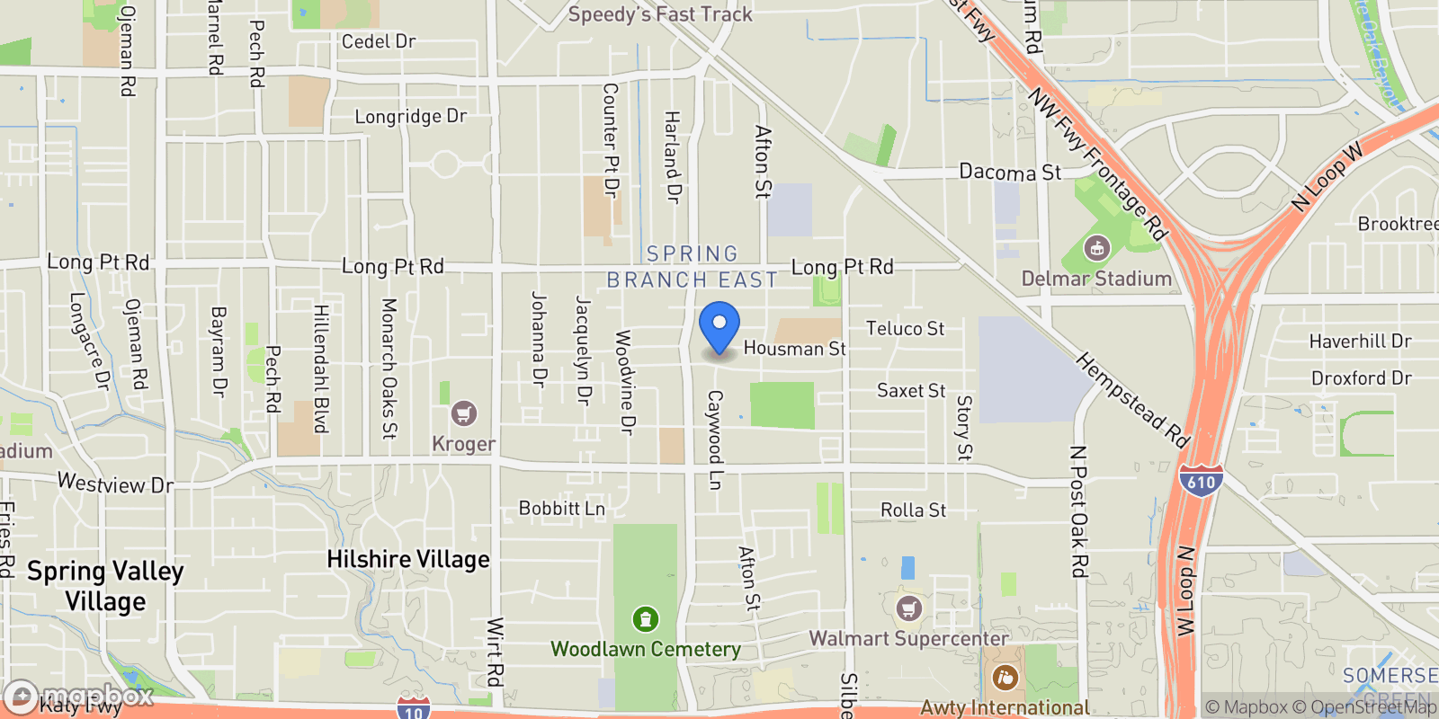 Map showing 7218 Schiller Street, Houston, Texas, United States.