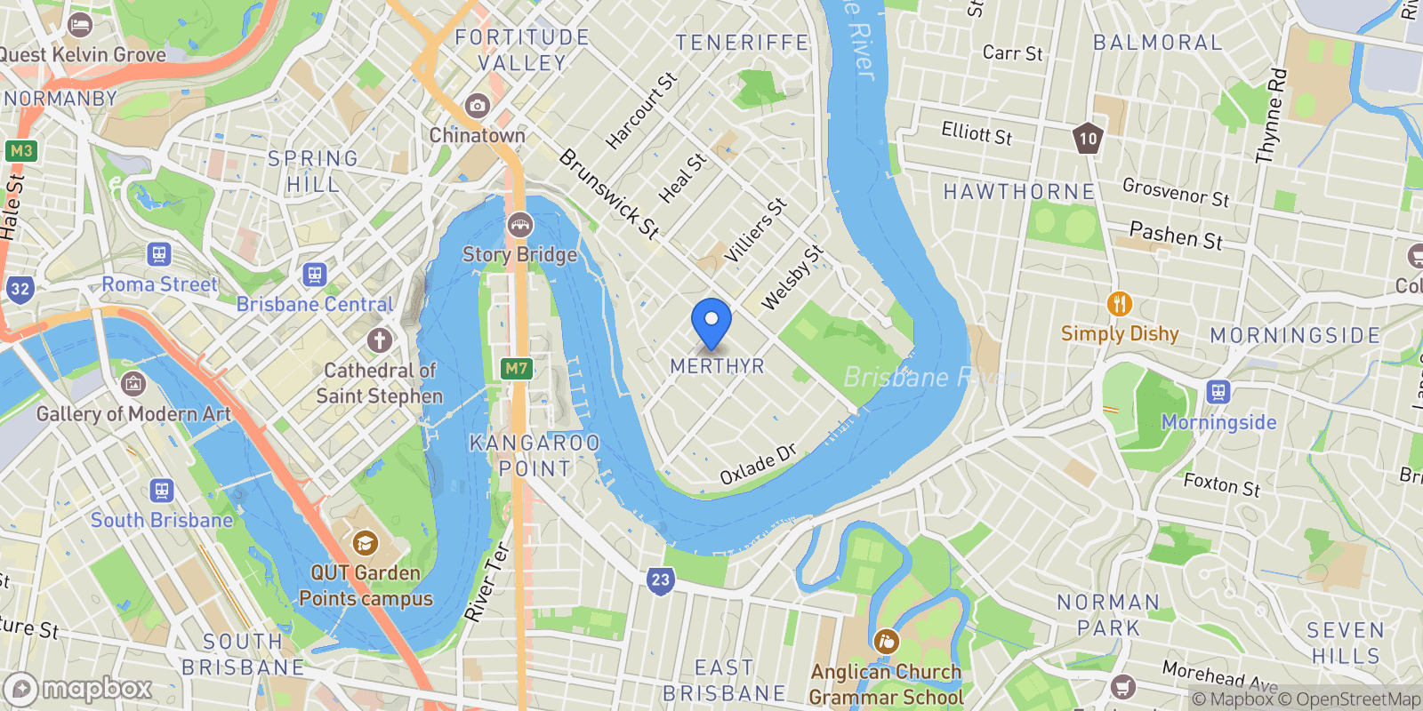 Map showing 3 Mark St, New Farm QLD 4005, Australia, New Farm, Queensland, Australia.