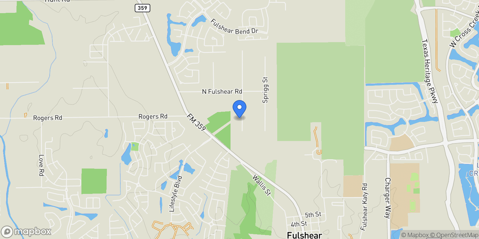 Map showing 6710 S Mallard Drive, Fulshear, Texas, United States.