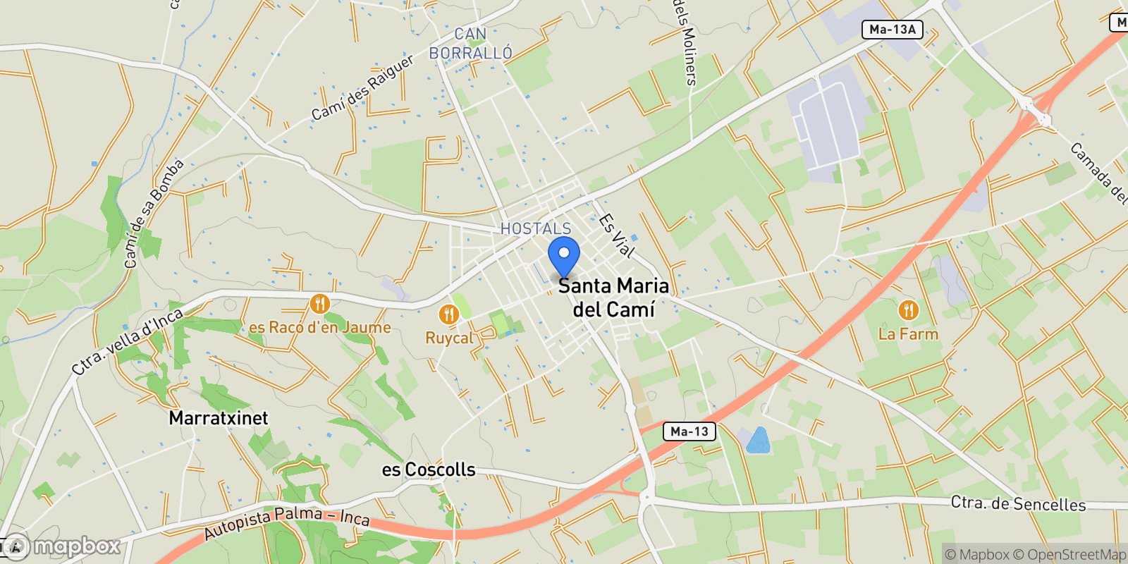Map showing 07320 Santa Maria del Camí, Balearic Islands, Spain, Santa Maria del Cami, Balearic Islands, Spain.