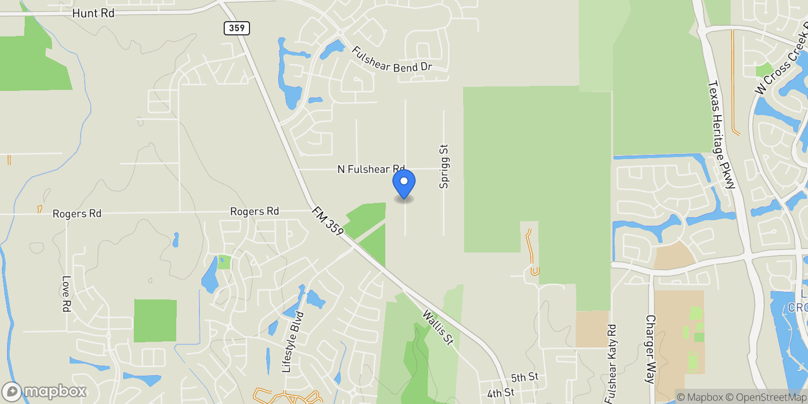 Map showing 6702 S Mallard Drive, Fulshear, Texas, United States.