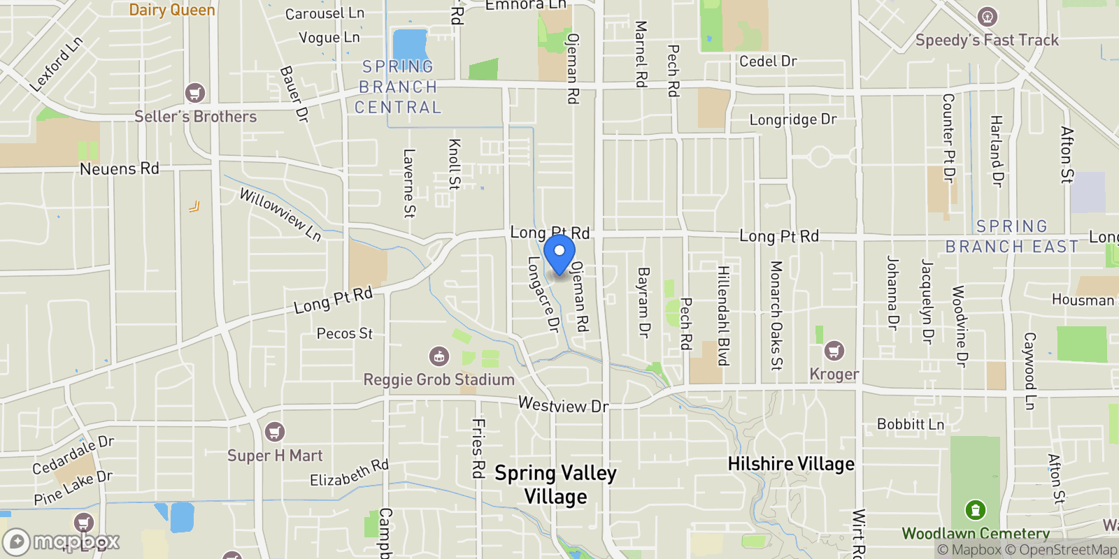 Map showing 1705 Bologna Lane, Houston, Texas, United States.