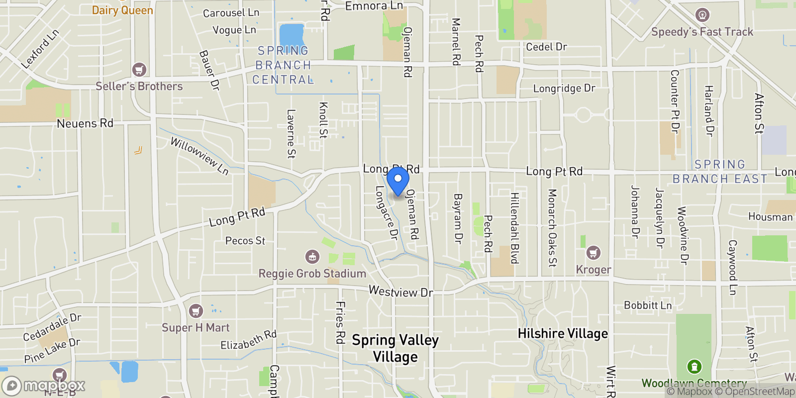 Map showing 1711 Bologna Lane, Houston, Texas, United States.