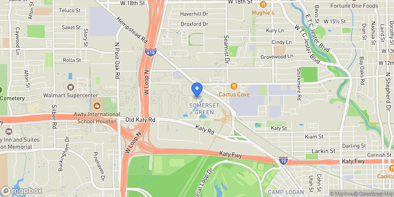 Map showing 949 Blackshire Lane, Houston, Texas, United States.
