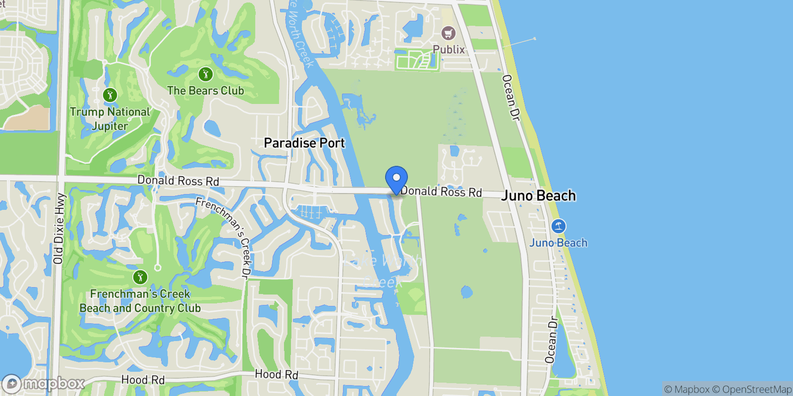 Map showing 13965 Willow Cay Drive, North Palm Beach, Florida, United States.