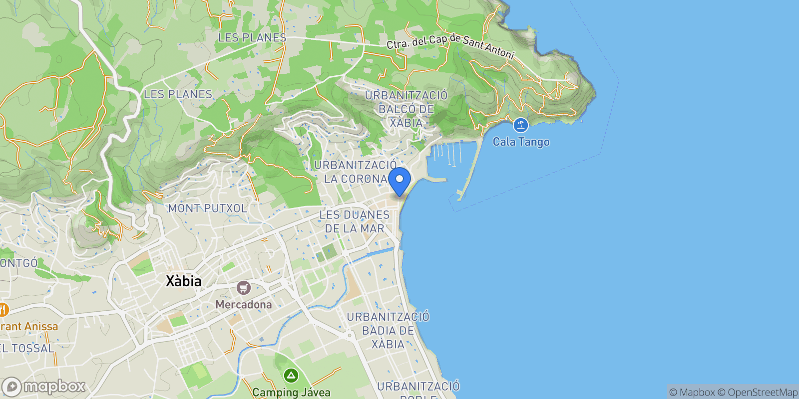 Map showing Pl. Adolfo Suarez, 11, 03730 Jávea, Alicante, Spain, Xabia / Javea, Valencian Community, Spain.