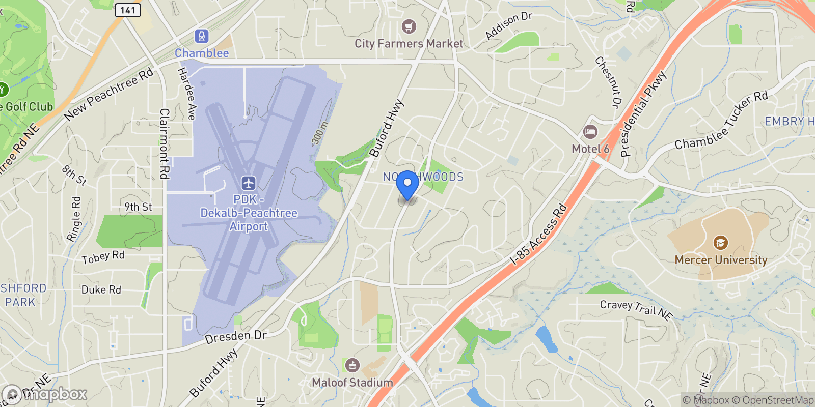 Map showing 2990 Shallowford Road NE, Chamblee, Georgia, United States.