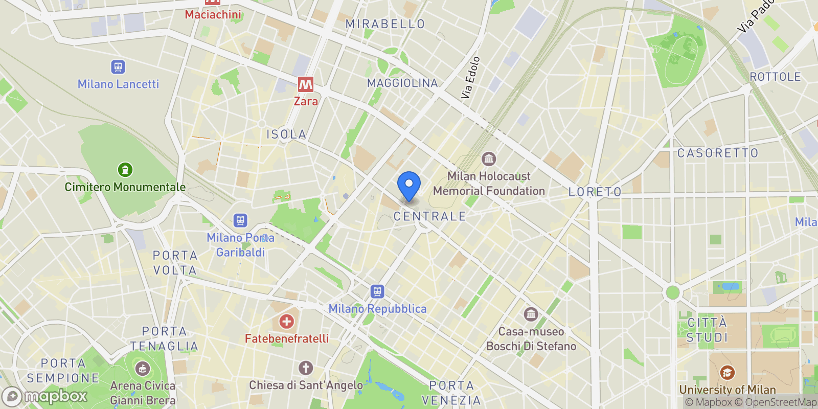 Map showing Via Melchiorre Gioia, Milan, Lombardy, Italy.