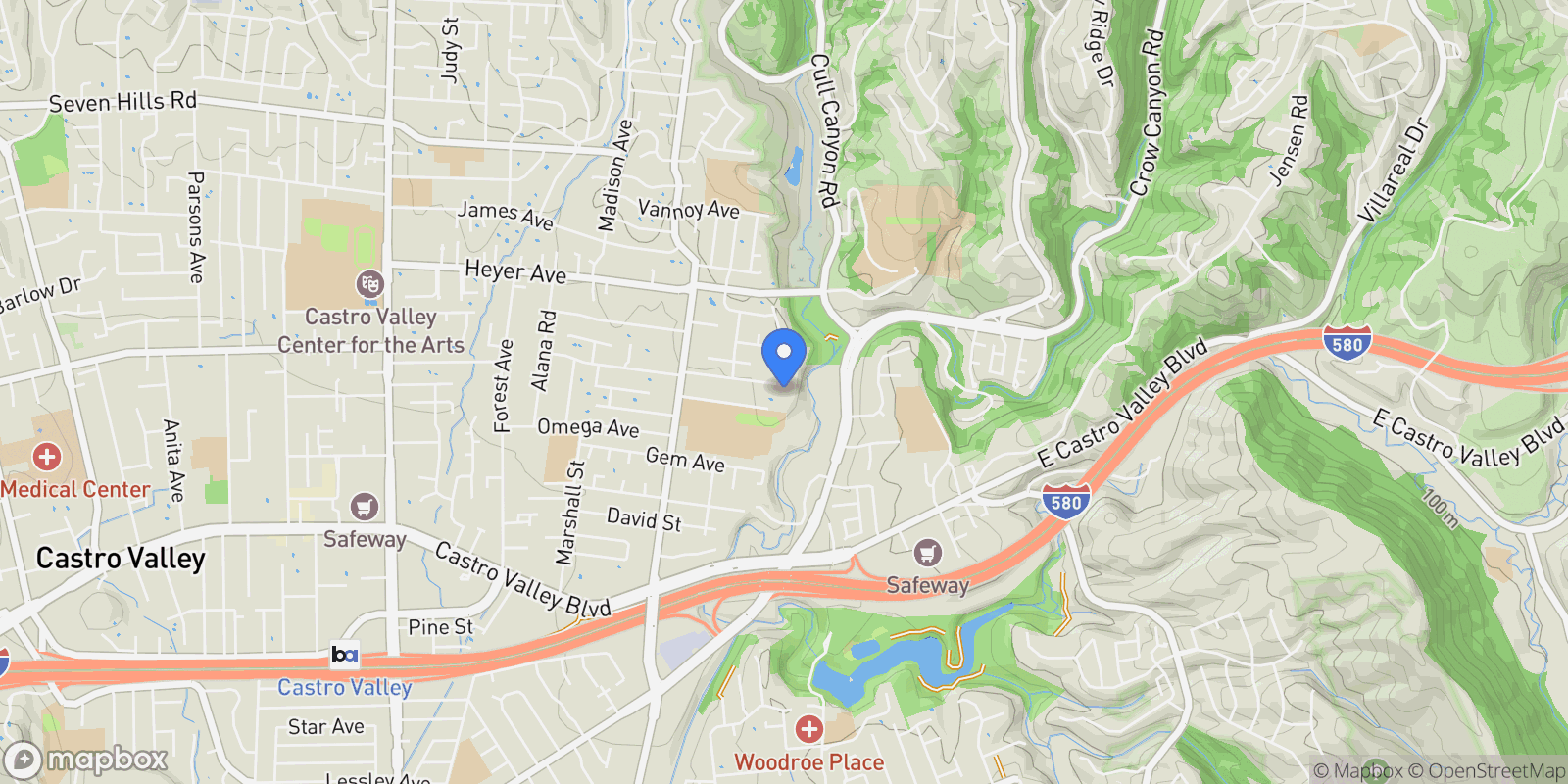 Map showing 4597 Edwards Ln., Castro Valley, California, United States.