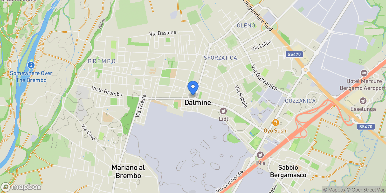 Map showing Dalmine, Via Monte Nevoso, Dalmine, Lombardy, Italy.