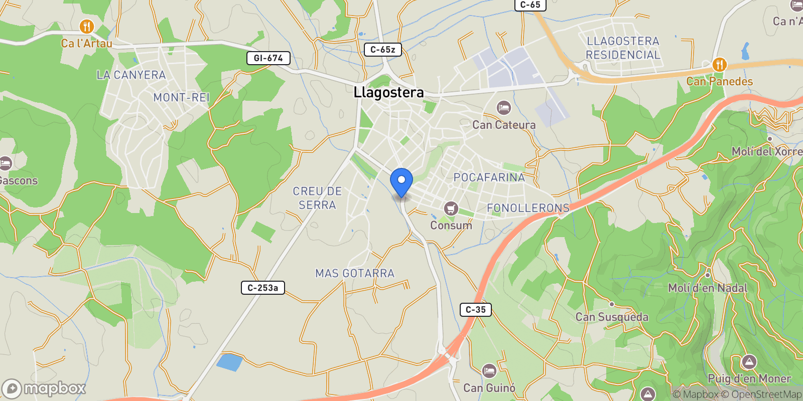 Map showing 17240 Veïnat de Sant Llorenç, Girona, Spain, Llagostera, Catalonia, Spain.