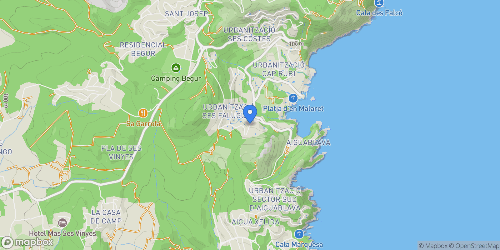 Map showing Carrer Ses Falugues, 17255, Girona, Spain, Begur, Catalonia, Spain.