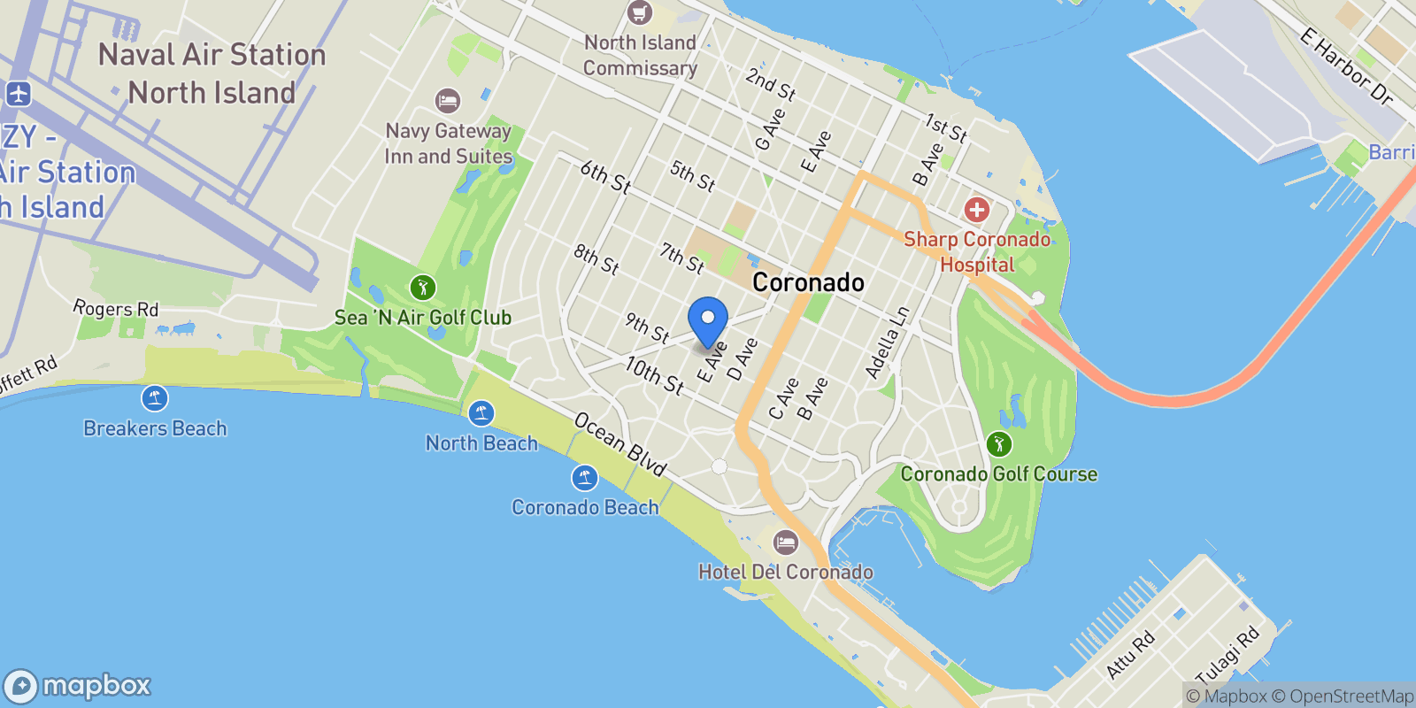 Map showing 825 9th St., Coronado, California, United States.