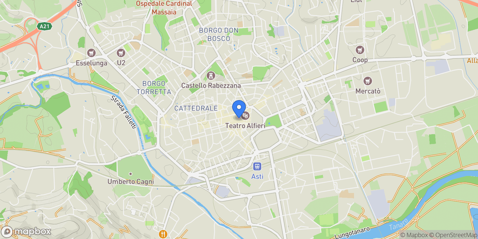 Map showing Via Cattedrale, Asti, Piedmont, Italy.