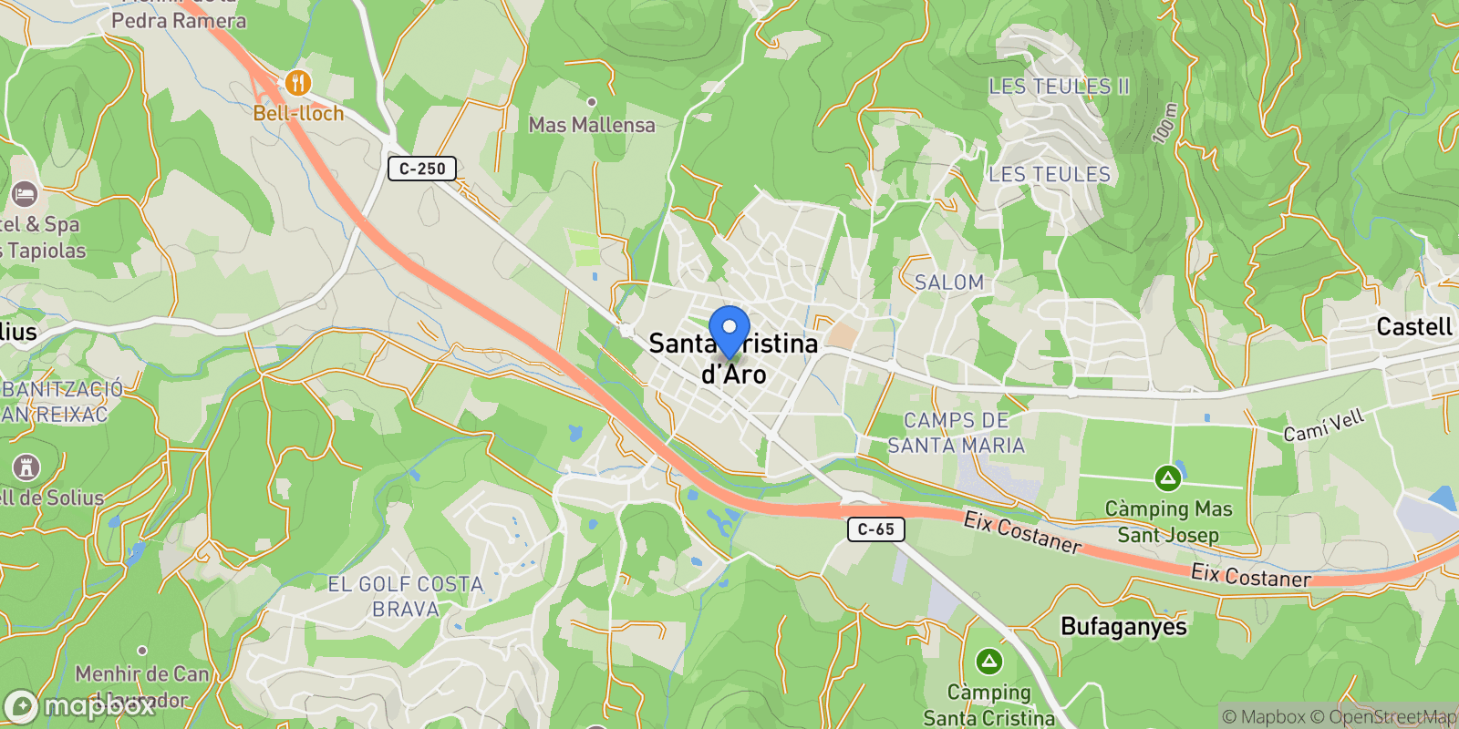 Map showing 17246 Santa Cristina d'Aro, Girona, Spain, Santa Cristina d'Aro, Catalonia, Spain.