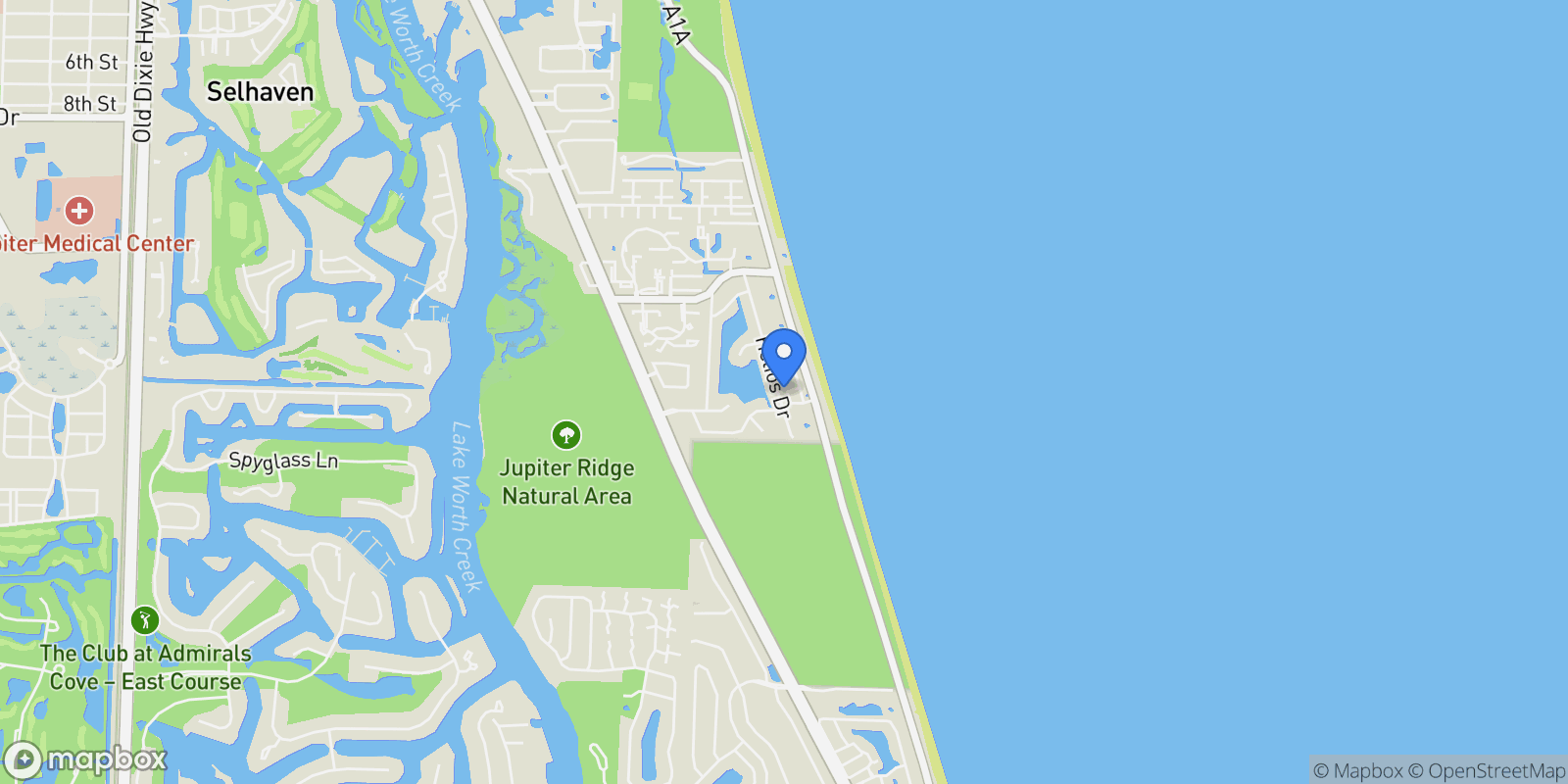 Map showing 144 Jupiter Key Road, Jupiter, Florida, United States.