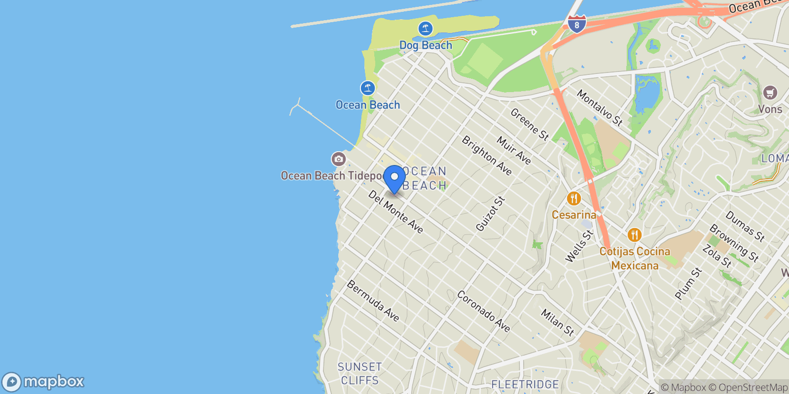 Map showing 4851 Narragansett Ave, San Diego, California, United States.
